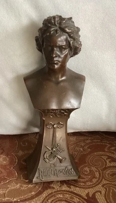Art Nouveau Style Bronze Ludwig van  Beethoven Bust Sculpture from Early 1900s. - Image 1 of 4