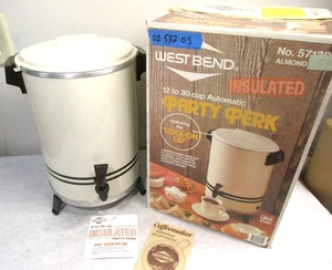 West Bend PARTY PERK Insulated 12-30 Cup Automatic COFFEE MAKER. Ivory. A Beauty - Picture 1 of 6