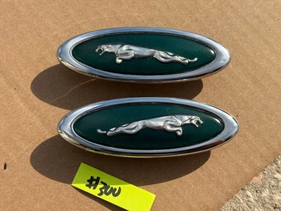 1997-2006 Jaguar XK8 OEM Left & Right Fender Emblems GREEN  #300 - Image 1 of 4