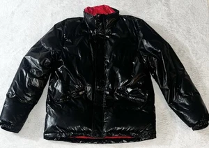 XL FASHION MAN Men’s Black Full Zip Up Puffer Jacket Coat Red Interior EUC - Bild 1 von 4