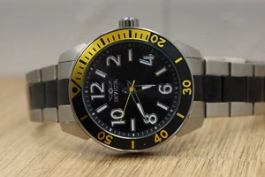 Mens Invicta Special Black / Yellow 44mm Stainless Steel Watch 17986 New Batt 9" - Picture 1 of 6