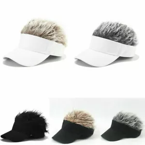 Men Women Fake Flair Hair Hats Baseball Outdoor Sports Golf Visor Wig Hat Cap - Picture 1 of 14