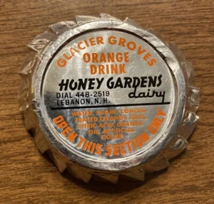 Vtg Honey Gardens Dairy Orange Drink Bottle Cap Top Lebanon New Hampshire NH A8 - Picture 1 of 11