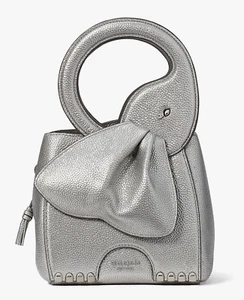 Bolso Bandolera Kate Spade Ellie Metálico 3D Elefante Asa Superior ~NUEVO CON ETIQUETAS~ Plateado - Imagen 1 de 7
