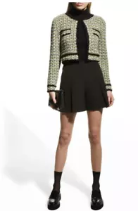 New $350 Alice + Olivia Tyler Tweed Crop Jacket Textured Cardigan Size Large - Picture 1 of 9