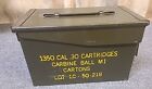 U.S. Military Burrowes 1350 Cartridges Cal.30 Carbine Ball M1 Ammo Can Metal Box