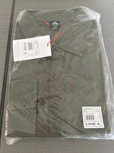 Macpac Mens Linen Long Sleeve Button Up Shirt Size XL New Green Beetle - Picture 1 of 7