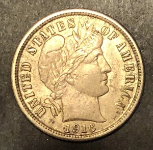 1916-P Barber Dime, Choice AU - Picture 1 of 2