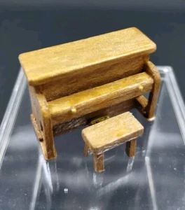 OOAK Artisan Little Whittles 1:48 Scale Dollhouse Miniature Upright Piano &Stool - Picture 1 of 5