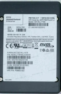 FedEx Samsung PM1723b 7.68TB HPE SSD NVME P09769-003 U.2 MZWLL7T6HMLA-000H3 - Afbeelding 1 van 2
