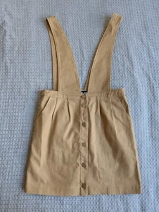 Shale Mare Skirt Women Large Brown Button Up Suspender Straps Cotton - Picture 1 of 10