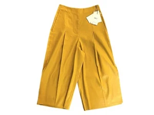 7 For All Mankind Mustard Yellow Culotte Wide Slit Pants Size 0 NWT MSRP $348 - Picture 1 of 16