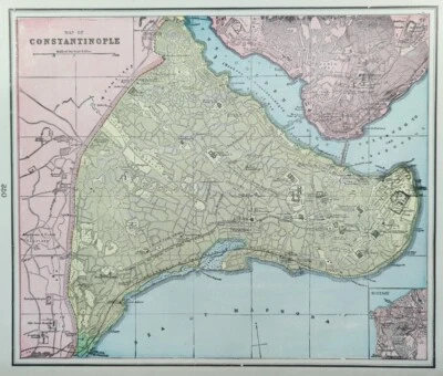 Mapa de Constantinopla 1900 vintage 14"x11" ~ antiguo original ESTAMBUL Foto 1 de 4