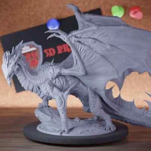 Silver Dragon Miniature Monster Boss Mini Dungeons and Dragons DnD 5e TTRPG - Picture 1 of 8