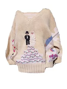Vintage BEREK WOMEN WEDDING Anniversary Bride Groom Old Couple Winter Sweater - Picture 1 of 12