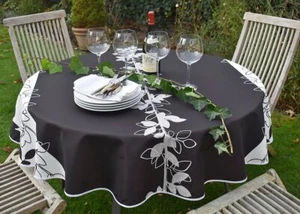 Tischdecke Provence 160 cm rund schwarz aus Frankreich pflegeleicht bügelfrei - Bild 1 von 6