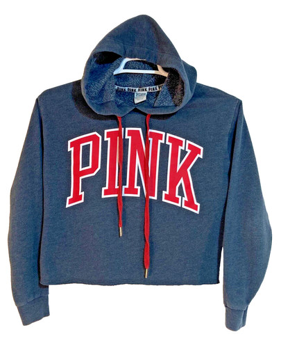 UNDERCOVER Victoria Secret ROSA Felpa con cappuccio donna pullover tagliata taglia XS