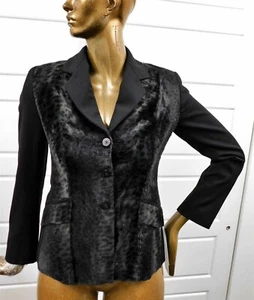 Giacca blazer Vertigo Paris nera con orlo in pelliccia sintetica Francia taglia M - Foto 1 di 4