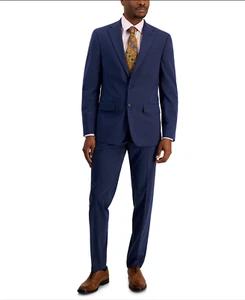 BNWT Ben Sherman Mens Solid Slim-Fit Medium Blue Suit 44R 38WX32L - Picture 1 of 1