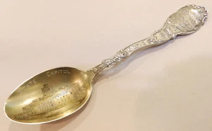 Antique Sterling Souvenir Gold Wash Spoon Ohio State Capitol Building Columbus - Picture 1 of 6