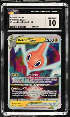 CGC Graded 10 Gem Mint Rotom VSTAR 046/159 Crown Zenith Pokemon Card - Image 1 of 2