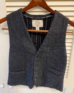 Chaleco de tweed vintage antiguo azul marino para hombre talla pequeña gris lana rayón algodón - Imagen 1 de 6