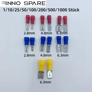 2,8 4,8 6,3 mm Flachstecker Flachsteckhülsen Kabelschuh Steckverbinder 0,5-6 mm² - Bild 1 von 15