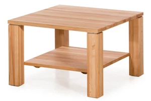Couchtisch Beistelltisch Tisch Kernbuche massiv Holz geölt 70 x 70 Ablage Rollen - Bild 1 von 5