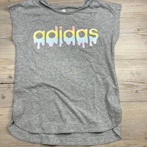 Adidas Paint Melting Drip Dripping Logo T-shirt Girls 7/8 - Picture 1 of 3
