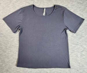 Ribbed Short Sleeve Shirt Round Neck Soft Feel Womens Size Large Blue - Picture 1 of 7
