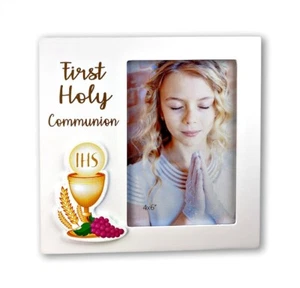 First Communion Girl 4x6 Photo Frame w/ 3D Chalice Image - Picture 1 of 1
