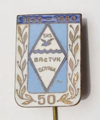 🔴FOOTBALL Soccer Club  BALTYK GDYNIA ~ 50 Anniversary Commemorative pin badge🔴 - Image 1 of 3