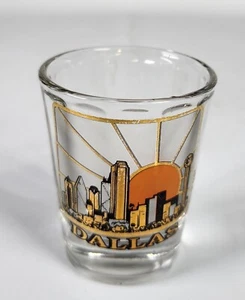 Vintage DALLAS  Shot Glass Sunrise Over Cityscape Texas Travel Souvenir Bar[433] - Picture 1 of 3