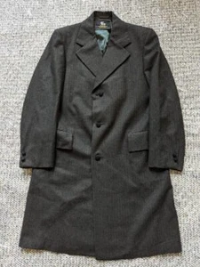 vintage USA union made 1960s overcoat TWEED herringbone 40L brown jacket - Picture 1 of 12