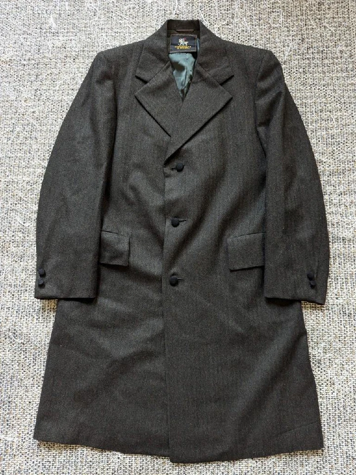 vintage USA union made 1960s overcoat TWEED herringbone 40L brown jacket - Image 1 of 4