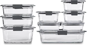 Récipients de stockage alimentaire en verre Rubbermaid Brilliance, tailles assorties, lot de 9, B - Photo 1/12