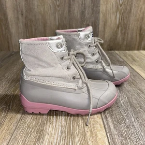 Sperry Port Girls Youth US Size 11M Gray Pink Outdoor Duck Rain Boots SCL162060 - Picture 1 of 11
