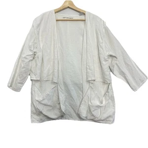 Vtg Cathy Hardwick Linen Long SleeveTop Womens 12 White Boxy Capsule Artsy - Picture 1 of 11