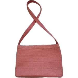 Talbots Straw Look Bag Pink Woven Zipper Closure Shoulder Bag Spring Beach - Picture 1 of 8