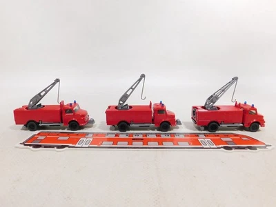 3X Rüstwagen RW H0 1:87 Con Gru Mercedes MB Vigili Del Fuoco FW TOP #DX396-0,5 - Immagine 1 di 4