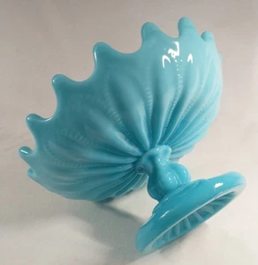 Portieux Vallerysthal blau Opal Standschale Fuß Kompott Bonboniere Vintage - Bild 1 von 12