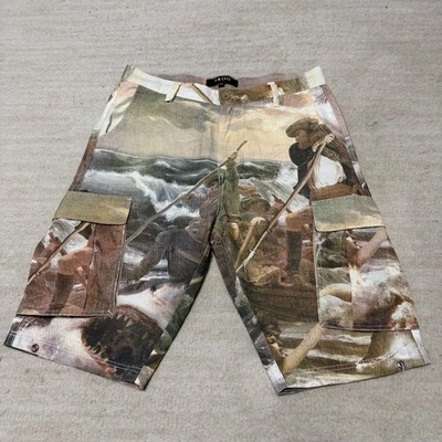 Vintage Akoo Washington Painting Cargo Shorts Men's 34 AOP Hip-Hop *Flaw* - Image 1 of 4