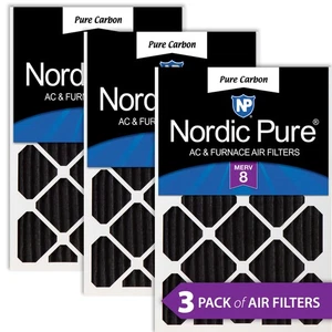 24x30x2 Pure Carbon Pleated Odor Reduction Merv 8 Furnace Filters 3 Pack - Picture 1 of 7