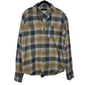 DKOTA GRIZZLY Men's Grant Flannel Shirt Size Medium Plaid yellow gray white - Picture 1 of 16