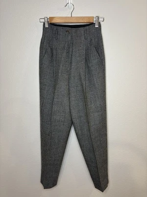 Pantalones plisados de lana gris tweed vintage de Giorgio Armani para mujer talla 2 (Italia 38) Foto 1 de 4