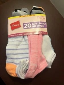 Hanes Girls' 20pk Super No Show Socks - Colors May Vary 4-10 - Picture 1 of 2