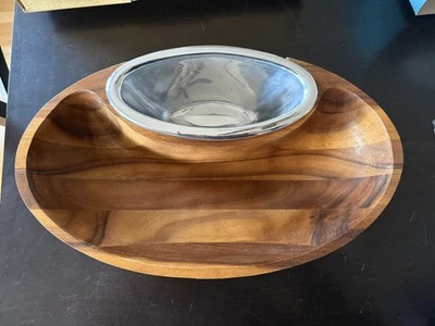 Новый в коробке Nambe Dharma деревянный скол и погружения сервировочная чаша сплава металла MT0020 - Изображение 1 из 4