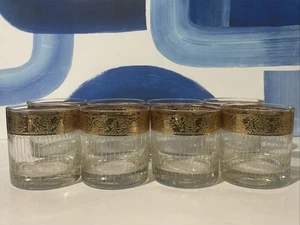 Vintage Culver LTD Gold-Band Double Rocks Glasses–Set of 8 Mid-Century Tumbler - Picture 1 of 10