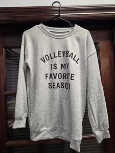 VOLLEYBALL IS MY FAVORITE SEASON SWEATSHIRT - GREY HEART SLEEVE SIZE: M - MEDIUM - Picture 1 of 5