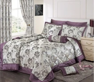 Luxury Floral Jacquard Bedding Collection Duvet Cover Bedspread Curtains Cushion - Picture 1 of 10